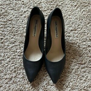 Karl Lagerfeld Black Leather Pumps